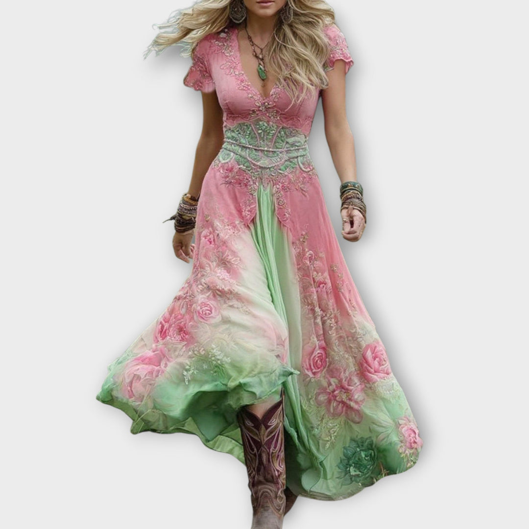 Amelia Isla | Colorful Maxi Dress