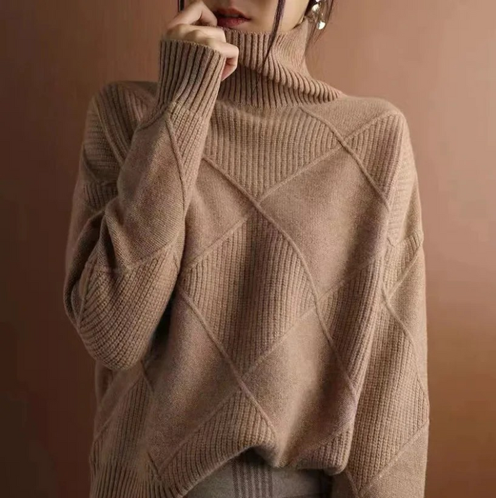 Amelia™ | Textured Turtleneck Knit Sweater