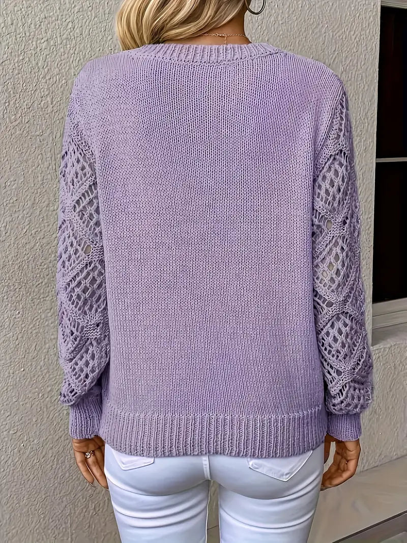 Amelia™ | Lace-Sleeve Knit Sweater