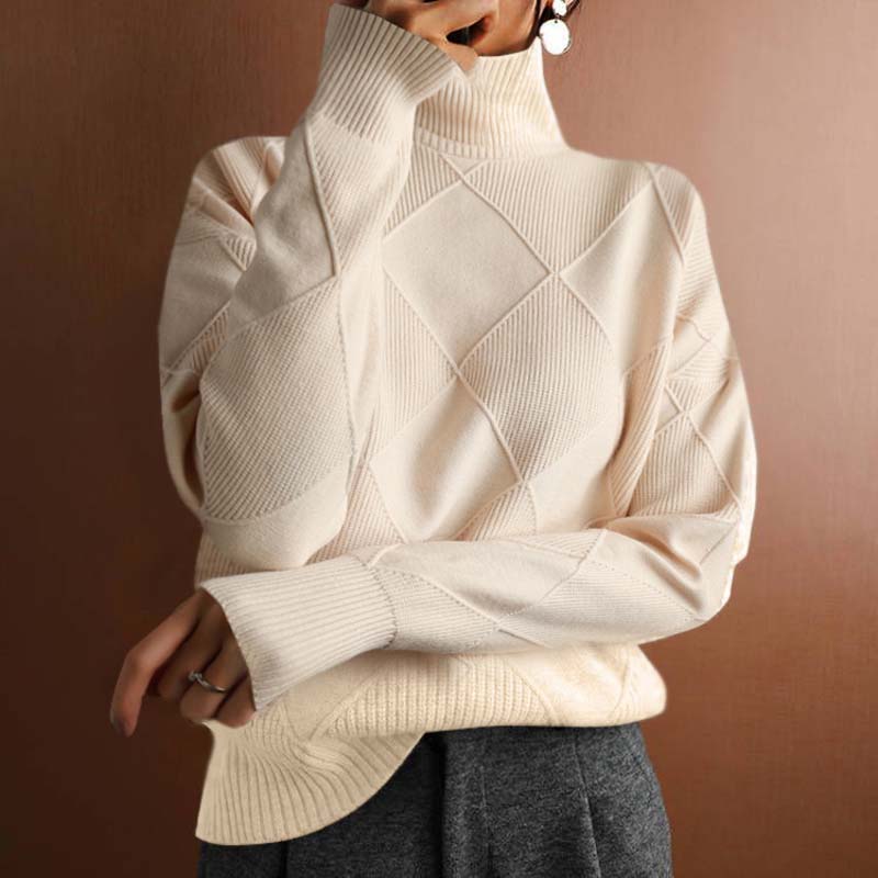 Amelia™ | Textured Turtleneck Knit Sweater