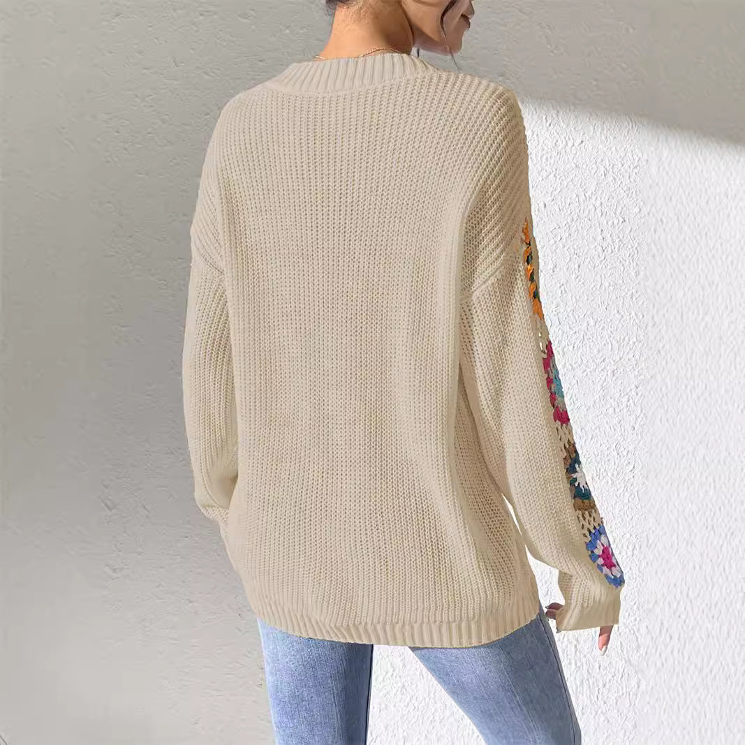 Amelia™ | Crochet Patch Knit Sweater