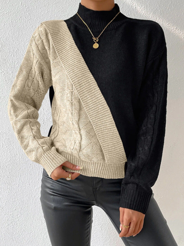 Amelia™ | Contrast Cable Knit Sweater