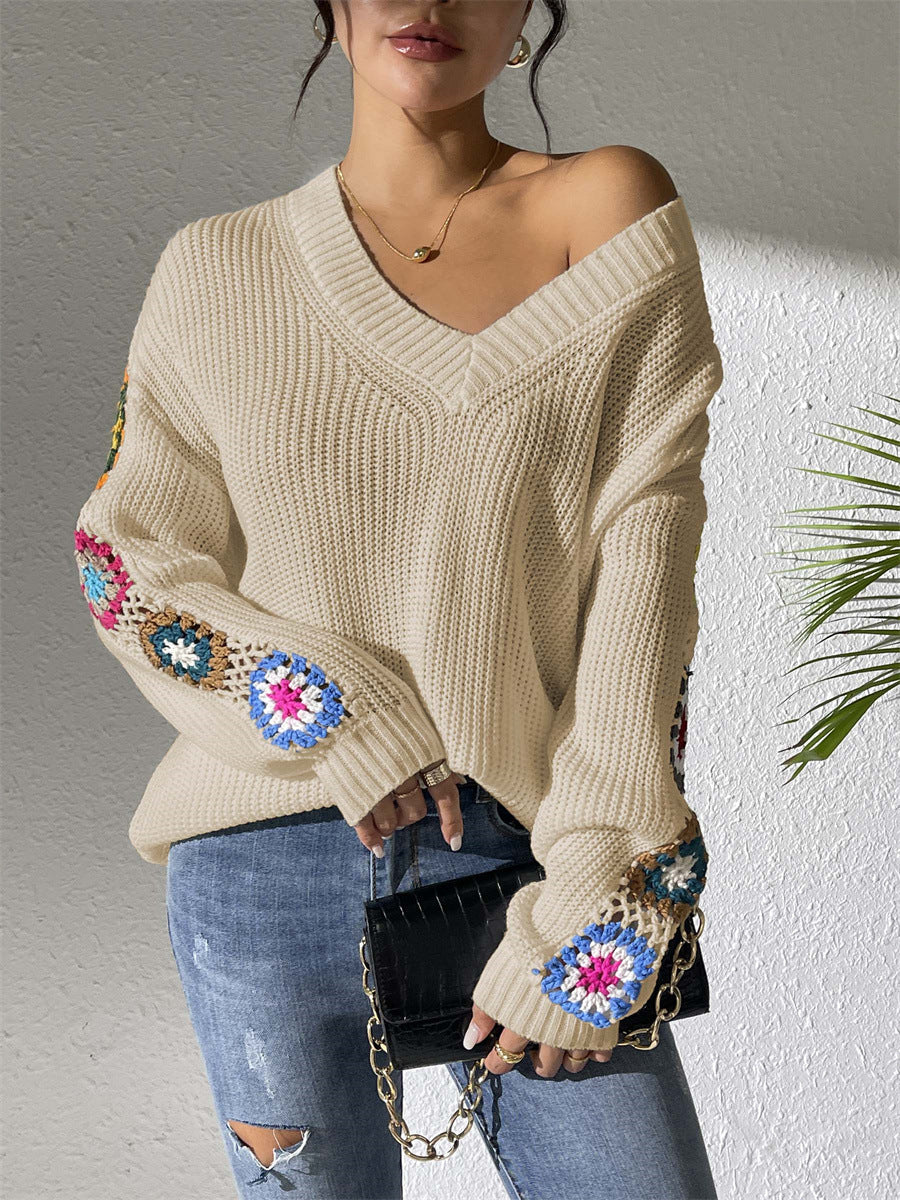 Amelia™ | Crochet Patch Knit Sweater