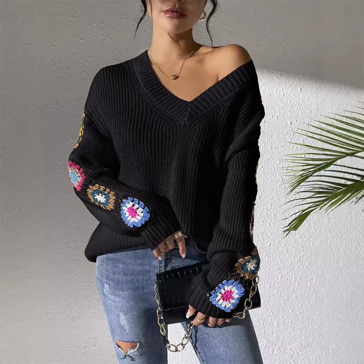 Amelia™ | Crochet Patch Knit Sweater